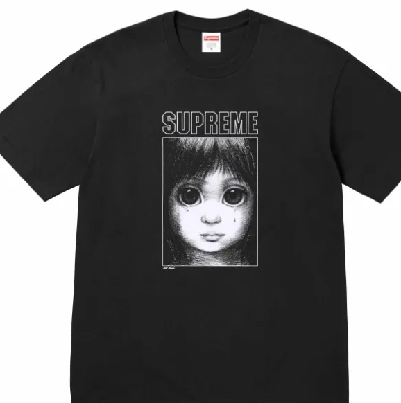 Black Keane Manga XL Big 24SS Margaret White Teardrop Tears and L S Tee M 1012